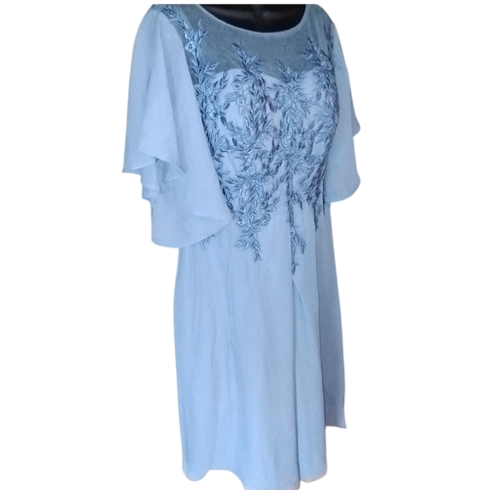 Gown Gallery NWT Formal Dress, Periwinkle Blue Chiffon Overlay